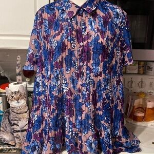 D womens Only Necessities casual short sleeve floral plus size blouse 3X